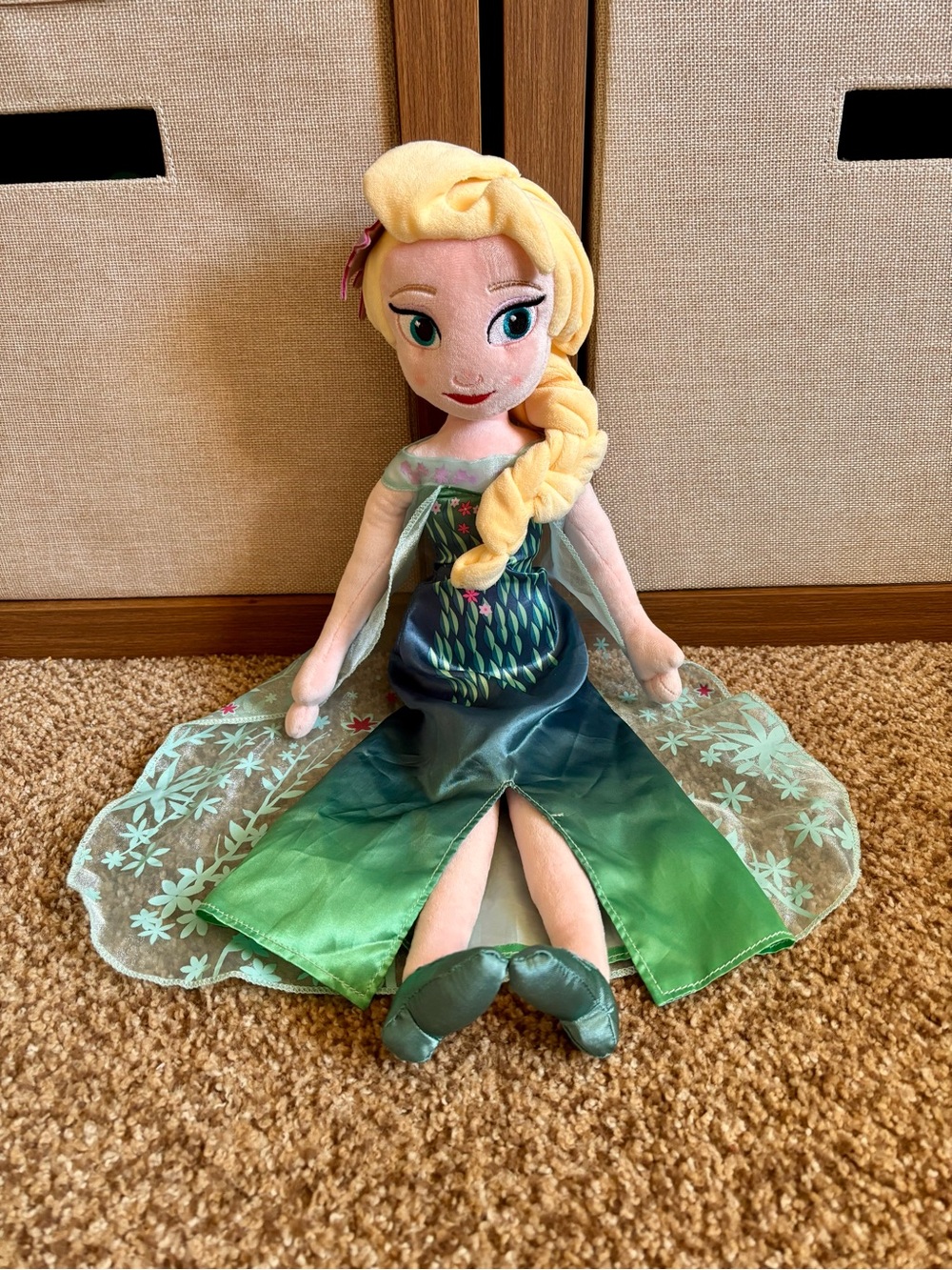 Retired Disney Store Frozen Fever Spring Fever Queen Elsa Plush Doll 18”